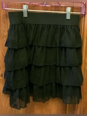 Black Tiered Ruffle Skirt - Women